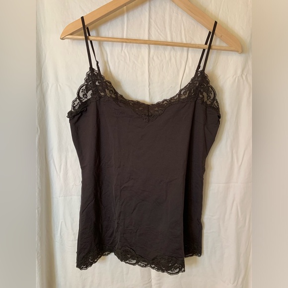 Brown stretch camisole with lace, L, EUC, Smart Set - Picture 1 of 7